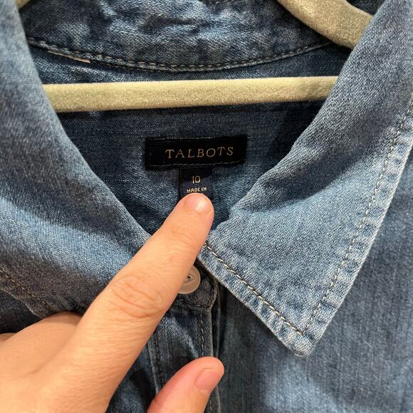 Talbots Denim Dress Womens 10 Blue Sleeveless Knee Length Classic Chambray - Picture 2 of 7